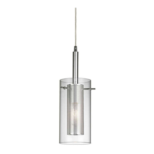 Dainolite 30961-CM-PC 1-Light Pendant | Polished Chrome and Clear Glass | Kitchen Island & Dining Room | 6 x 6 x 11 in, Damp Rated | Model 30961-CM-PC