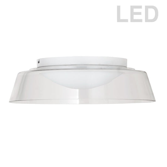 Dainolite Crawford 18in 1-Light LED Flush Mount | Contemporary Matte White and Clear Glass | Bedroom & Hallway | Model 3145-LEDFH18-CL-MW