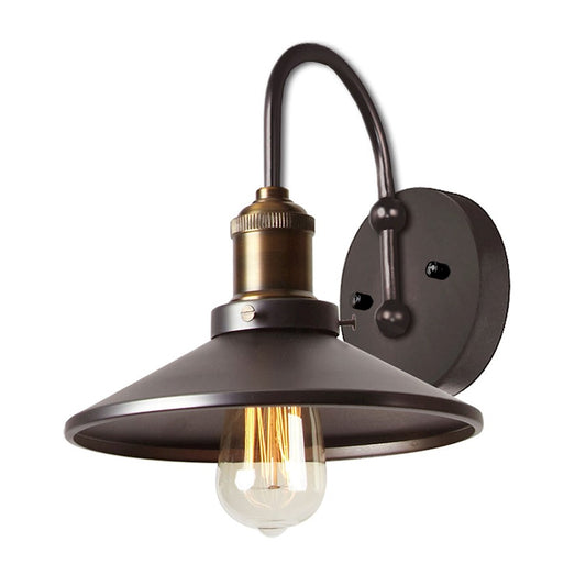 Dainolite Vintage 1-Light Wall Sconce | Industrial Vintage Steel and Antique Brass Metal | Bathroom & Living Room Accent | 9.25 x 9 x | Model 408-1W-VS