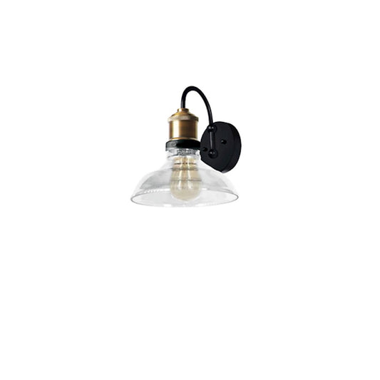Dainolite 1-Light Wall Sconce | Black & Antique Brass with Clear Glass | Bathroom & Hallway | Damp Rated, 9.5x9x10.75 in | Model 410-61W-BAB