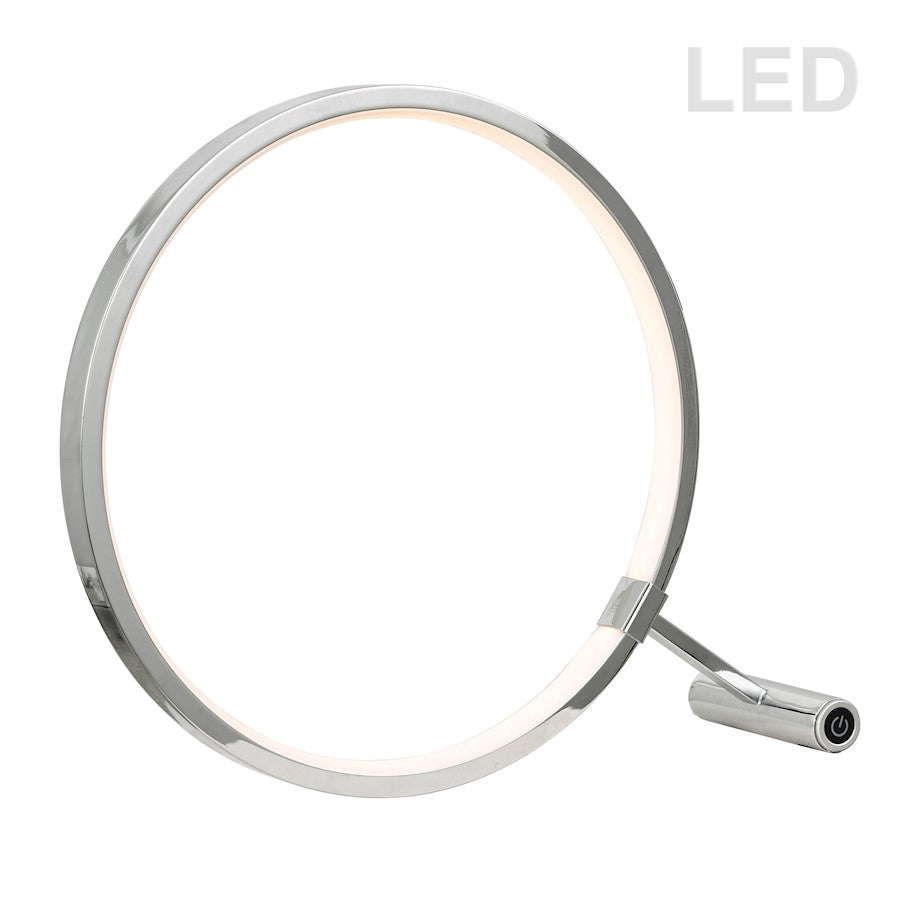 Dainolite LED 1-Light Table Lamp | Modern Polished Chrome Metal | Bedroom & Living Room Desk | 720lm 3000K Dimmable Touch | Model 415LEDT-PC