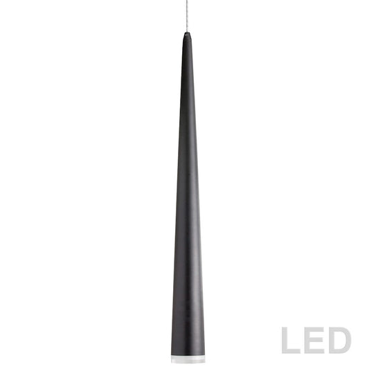 Dainolite Percita 36in 1-Light LED Pendant | Modern Matte Black Metal and Clear Acrylic | Kitchen & Hallway | 2.75 x 2.75 x 36 in | Model 418LED-361P-MB