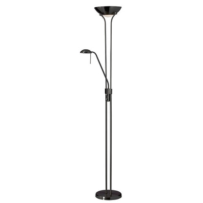 Dainolite Mother/Son Floor Lamp | Contemporary Matte Black Steel | Living Room & Bedroom Reading | 71in H Dimmable Gooseneck | Model 505F-MB
