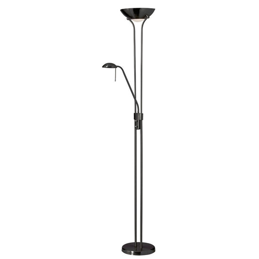 Dainolite Mother/Son Floor Lamp | Contemporary Matte Black Steel | Living Room & Bedroom Reading | 71in H Dimmable Gooseneck | Model 505F-MB
