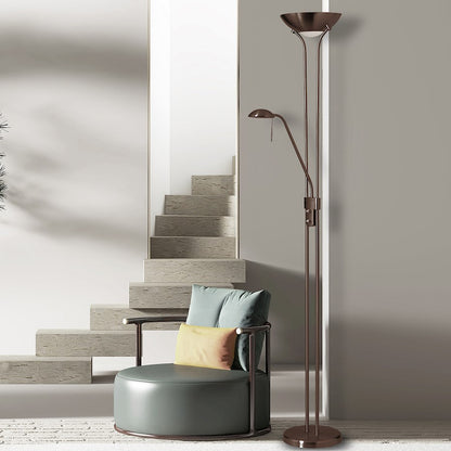 Dainolite Mother/Son 71in Floor Lamp | Contemporary Oil Brushed Bronze Steel | Living Room & Bedroom Reading Light | 1-Light + | Model 505F-OBB