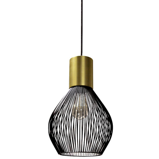 Dainolite 565 10in 1-Light Pendant | Industrial Vintage Bronze and Black Metal | Kitchen Island & Dining Room | 10 x 10 x 18 in | Model 565-101P-VB