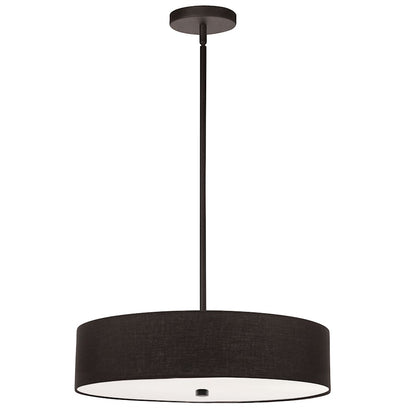 Dainolite Everly 20in 4-Light Pendant | Transitional Matte Black and Black Fabric Drum | Kitchen Island & Dining Room | Model 571-204P-MB-BK