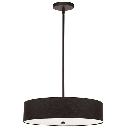 Dainolite Everly 20in 4-Light Pendant | Transitional Matte Black and Black Fabric Drum | Kitchen Island & Dining Room | Model 571-204P-MB-BK