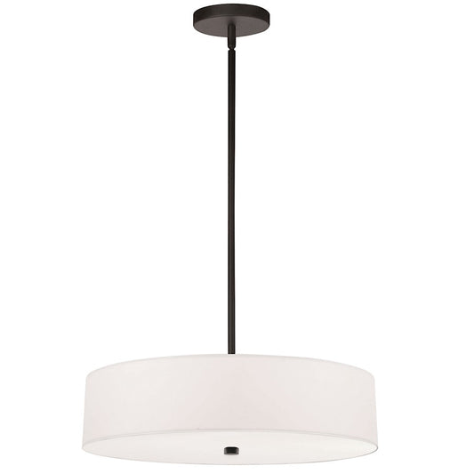 Dainolite Everly 20in 4-Light Pendant | Transitional Matte Black and White Fabric Drum | Kitchen Island & Dining Room | Model 571-204P-MB-WH