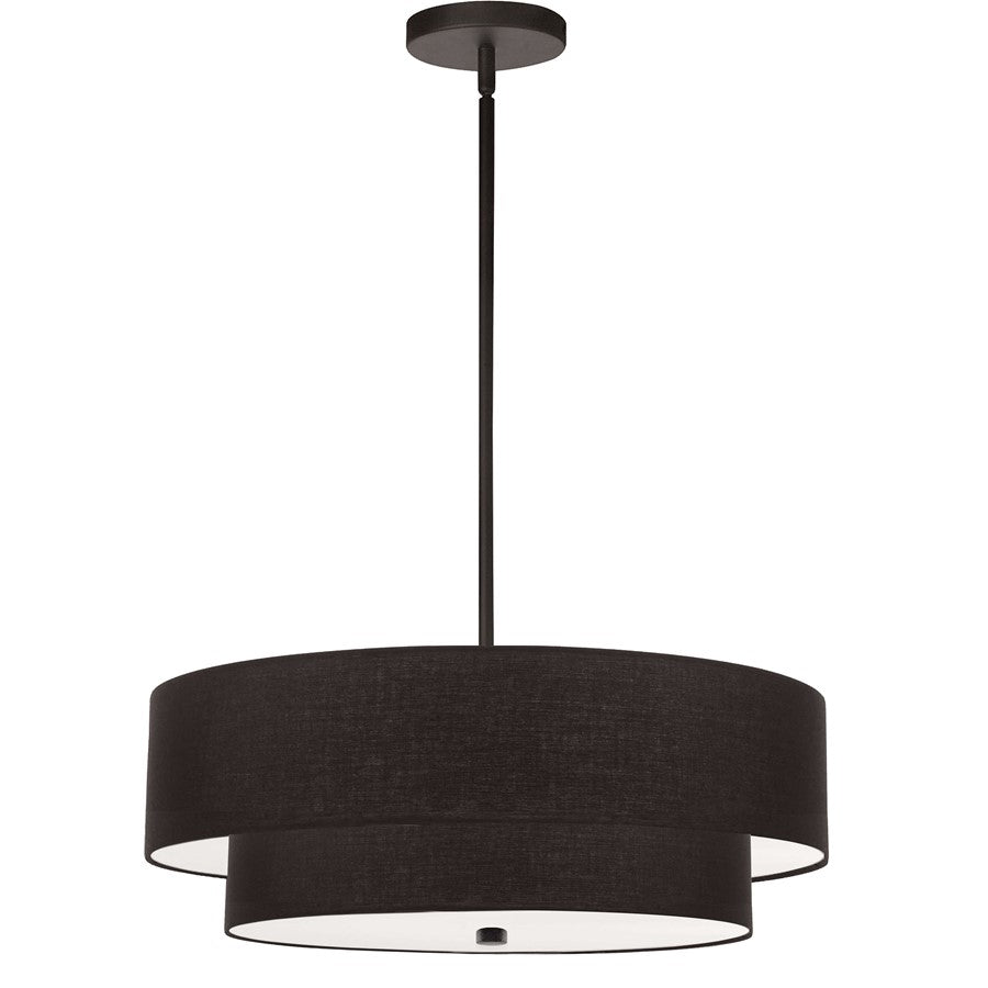 Dainolite Everly 20in 4-Light Pendant | Transitional Matte Black and Black Fabric | Kitchen Island & Dining Room | Model 571-224P-MB-BK