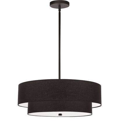 Dainolite Everly 20in 4-Light Pendant | Transitional Matte Black and Black Fabric | Kitchen Island & Dining Room | Model 571-224P-MB-BK