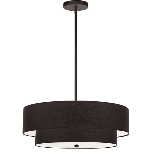 Dainolite Everly 20in 4-Light Pendant | Transitional Matte Black and Black Fabric | Kitchen Island & Dining Room | Model 571-224P-MB-BK