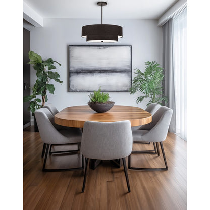 Dainolite Everly 20in 4-Light Pendant | Transitional Matte Black and Black Fabric | Kitchen Island & Dining Room | Model 571-224P-MB-BK