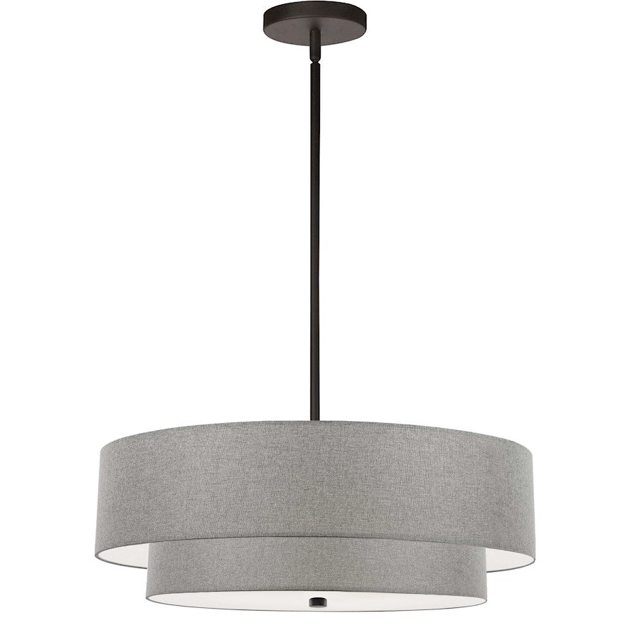 Dainolite Everly 20in 4-Light 2-Tier Pendant | Transitional Matte Black and Grey Fabric | Kitchen Island & Dining Room | 20 x 20 x | Model 571-224P-MB-GRY