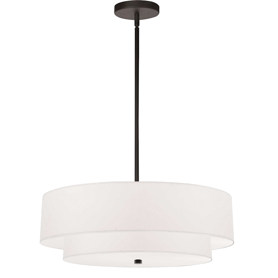 Dainolite Everly 20in 4-Light 2-Tier Pendant | Transitional Matte Black and White Fabric | Kitchen Island & Dining Room | Model 571-224P-MB-WH