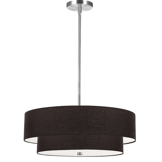 Dainolite Everly 20in 4-Light 2-Tier Pendant | Transitional Polished Chrome and Black Fabric | Kitchen Island & Dining Room | Model 571-224P-PC-BK
