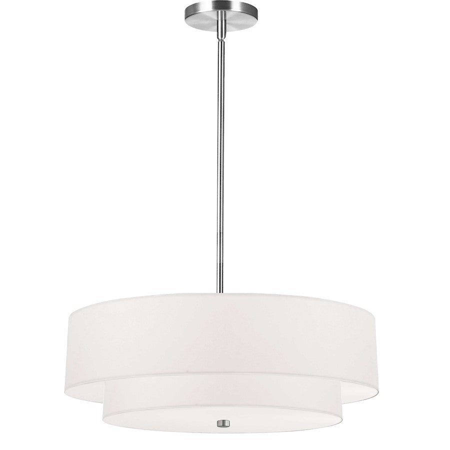 Dainolite Everly 20in 4-Light 2-Tier Pendant | Transitional Polished Chrome and White Fabric Shade | Kitchen Island & Dining Room | Model 571-224P-PC-WH