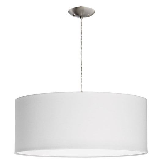 Dainolite Dinette 3-Light Drum Pendant | Modern Satin Chrome and White Fabric | Kitchen Island & Dining Room | 8 lbs | Model 572210-SC-WH