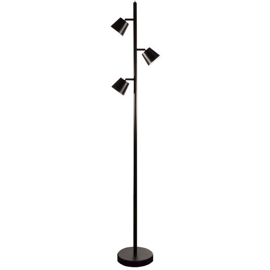 Dainolite Modern 3-Light LED Floor Lamp | Matte Black Steel | Living Room & Reading Nook | 9 x 9 x 62 in | Model 625LEDF-BK