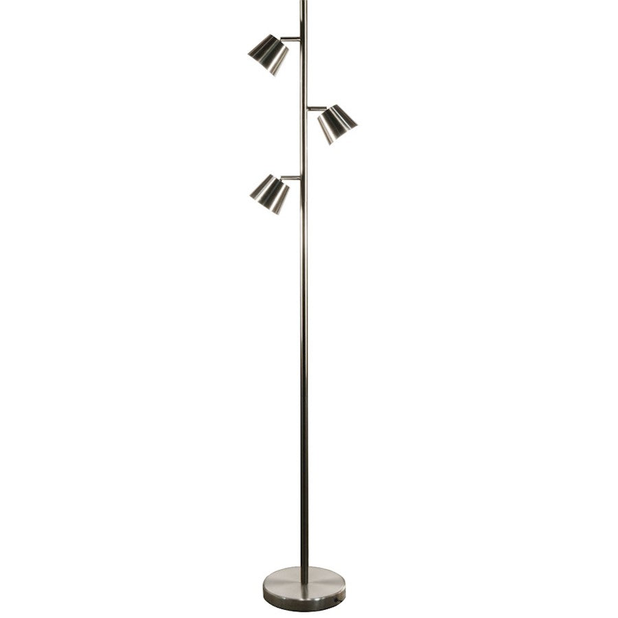 Dainolite Modern 3-Light LED Floor Lamp | Satin Chrome Steel | Living Room & Reading Nook | 9 x 9 x 62 in | Model 625LEDF-SC