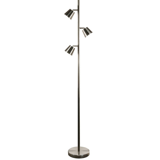 Dainolite Modern 3-Light LED Floor Lamp | Satin Chrome Steel | Living Room & Reading Nook | 9 x 9 x 62 in | Model 625LEDF-SC