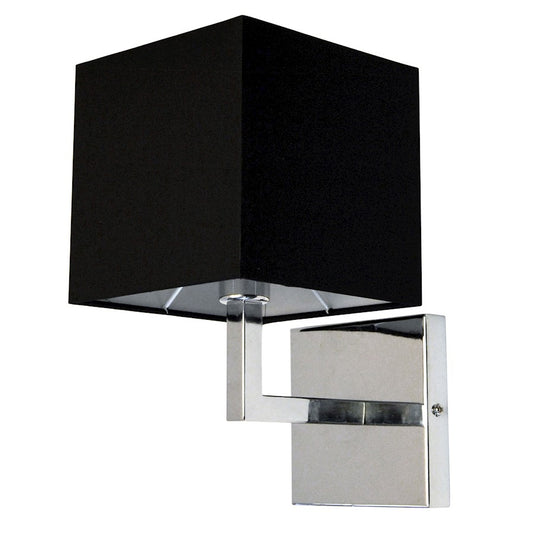 Dainolite 77-1W-PC-BK 1-Light Wall Sconce | Modern Polished Chrome and Black Shade | Living Room & Bedroom Accent | Model 77-1W-PC-BK