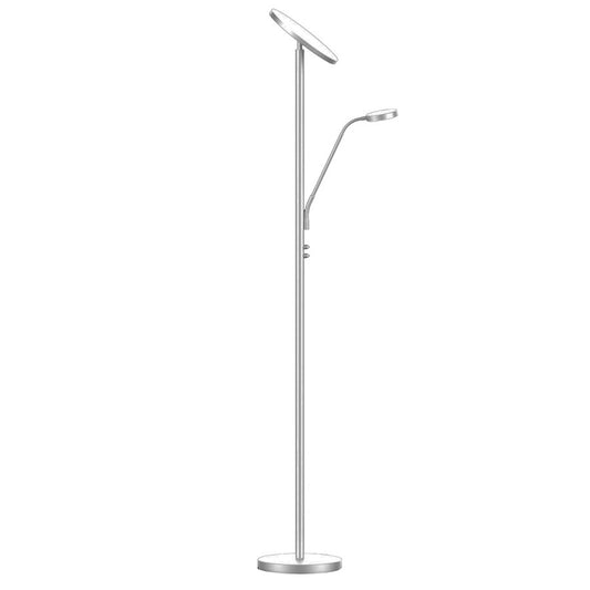 Dainolite 801LEDF Mother and Son LED Floor Lamp | Satin Chrome Metal | Living Room & Bedroom Reading Light | 11.25 x 11.25 x 72 in | Model 801LEDF-SN