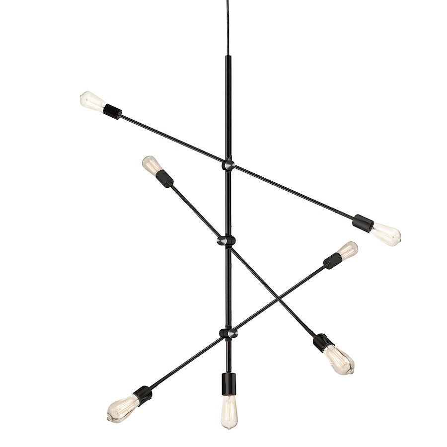 Dainolite 817P 29in 7-Light Pendant | Transitional Black Metal | Kitchen Island & Dining Room | 29 x 29 x 23 in | Model 817P-BK