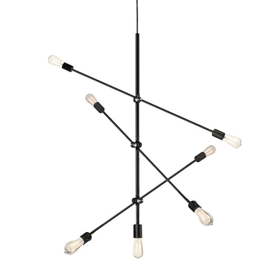 Dainolite 817P 29in 7-Light Pendant | Transitional Black Metal | Kitchen Island & Dining Room | 29 x 29 x 23 in | Model 817P-BK