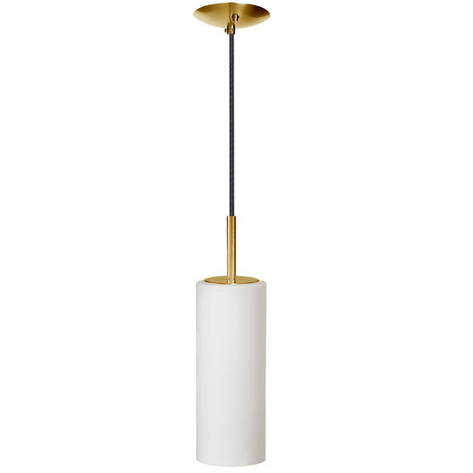 Dainolite Paza 4in 1-Light Pendant | Modern Aged Brass and White Glass | Kitchen Island & Breakfast Nook | 4 x 4 x 11 in | Model 83202-AGB-WH