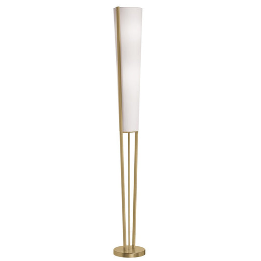 Dainolite Emotions 7in 2-Light Floor Lamp | Modern Aged Brass and White Fabric | Living Room & Reading Nook | 7 x 7 x 61 in | Model 83323F-AGB