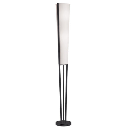 Dainolite Emotions 61in 2-Light Floor Lamp | Modern Matte Black and White Fabric Shade | Living Room & Bedroom | 7 x 7 x 61 in | Model 83323F-MB