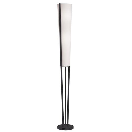 Dainolite Emotions 61in 2-Light Floor Lamp | Modern Matte Black and White Fabric Shade | Living Room & Bedroom | 7 x 7 x 61 in | Model 83323F-MB