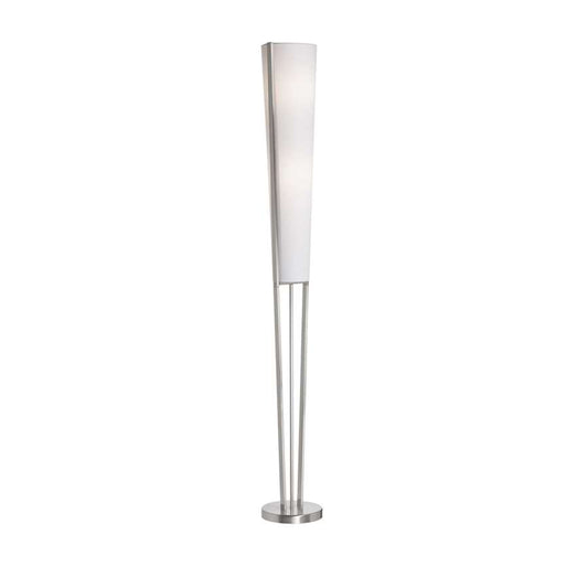 Dainolite Emotions 61in 2-Light Floor Lamp | Modern Satin Chrome and Linen Fabric Shade | Living Room & Bedroom Reading Light | Model 83323F-SC