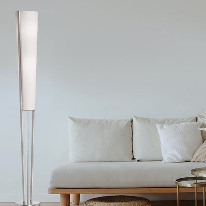 Dainolite Emotions 61in 2-Light Floor Lamp | Modern Satin Chrome and Linen Fabric Shade | Living Room & Bedroom Reading Light | Model 83323F-SC