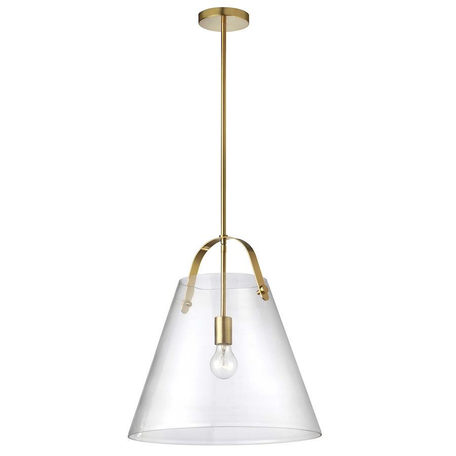 Dainolite Polly 18in 1-Light Pendant | Contemporary Aged Brass and Clear Glass | Kitchen Island & Dining Room | 17 x 17 x 18 in | Model 871-171P-AGB