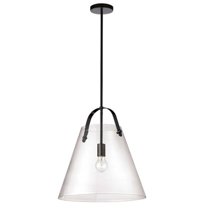 Dainolite Polly 18in 1-Light Pendant | Contemporary Matte Black and Clear Glass | Kitchen & Dining Room | 17 x 17 x 18 in | Model 871-171P-MB