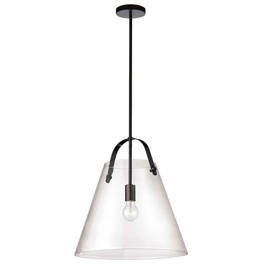 Dainolite Polly 18in 1-Light Pendant | Contemporary Matte Black and Clear Glass | Kitchen & Dining Room | 17 x 17 x 18 in | Model 871-171P-MB