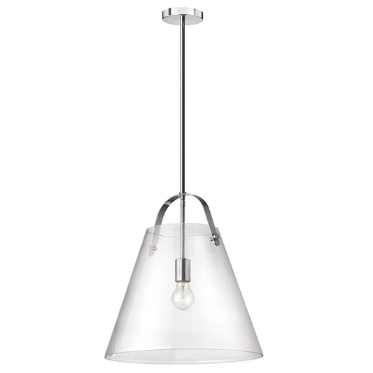 Dainolite Polly 18in 1-Light Pendant | Contemporary Polished Chrome and Clear Glass | Kitchen, Dinette & Bar | 17 x 17 x 18 in | Model 871-171P-PC