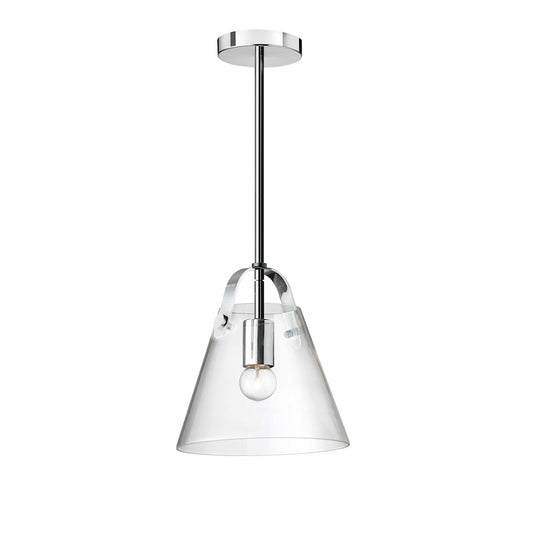 Dainolite Polly 10in 1-Light Pendant | Contemporary Polished Chrome and Clear Glass | Kitchen & Dinette Bar | 9 x 9 x 10 in | Model 871-91P-PC