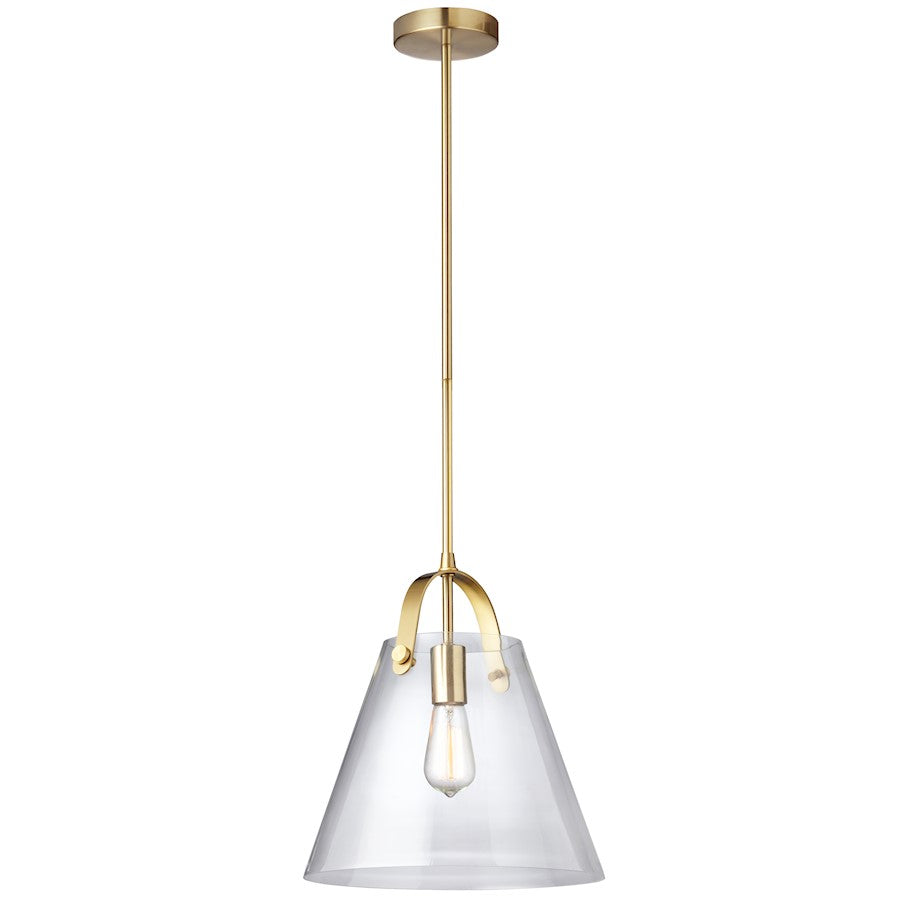 Dainolite Polly 13in 1-Light Pendant | Contemporary Aged Brass and Clear Glass | Kitchen Island & Dining Room | 13 x 13 x 14 in | Model 871P-AGB