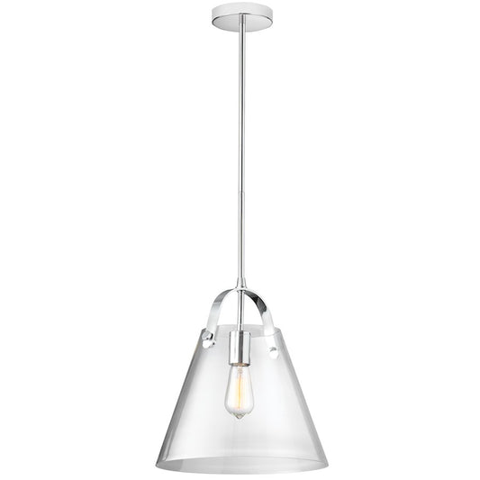 Dainolite 871P 13in 1-Light Pendant | Contemporary Polished Chrome and Clear Glass | Kitchen Island & Dining Room | 13 x 13 x 14 in | Model 871P-PC