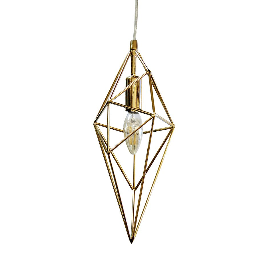 Dainolite 918 1-Light Pendant | Aged Brass Metal and Clear Cord | Kitchen Island & Dining Room | 5 x 5 x 14 in | Model 918-1P-AGB