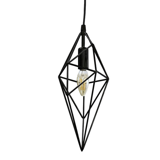 Dainolite 918 5in 1-Light Pendant | Black Metal | Kitchen Island & Dining Room | 5 x 5 x 14 in | Model 918-1P-BK