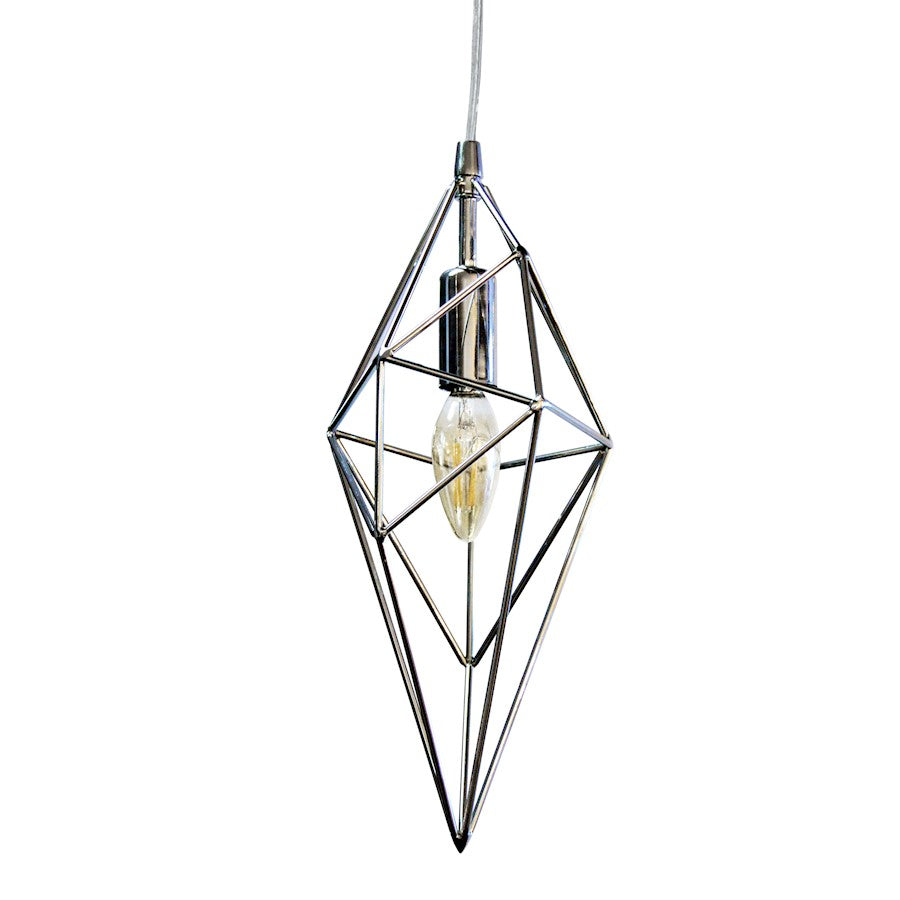 Dainolite 918 5in 1-Light Pendant | Modern Polished Chrome Metal and Clear Cord | Kitchen Island & Dining Room | 5 x 5 x 14 in | Model 918-1P-PC