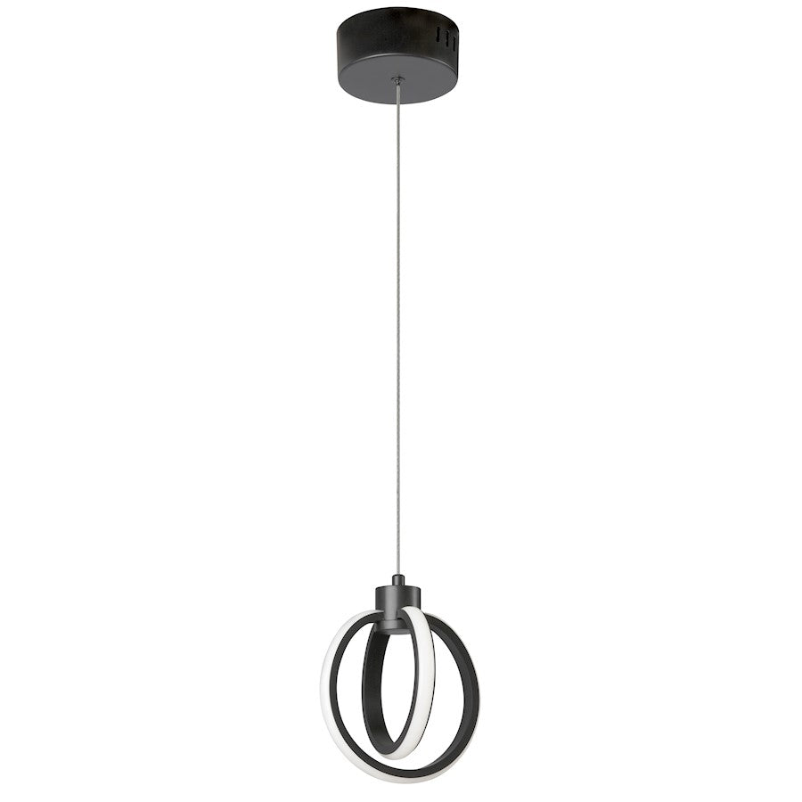 Dainolite Parson 6in 1-Light LED Pendant | Contemporary Matte Black and White Silicone | Kitchen Island & Dining Room | Model 9228-614LEDP-MB