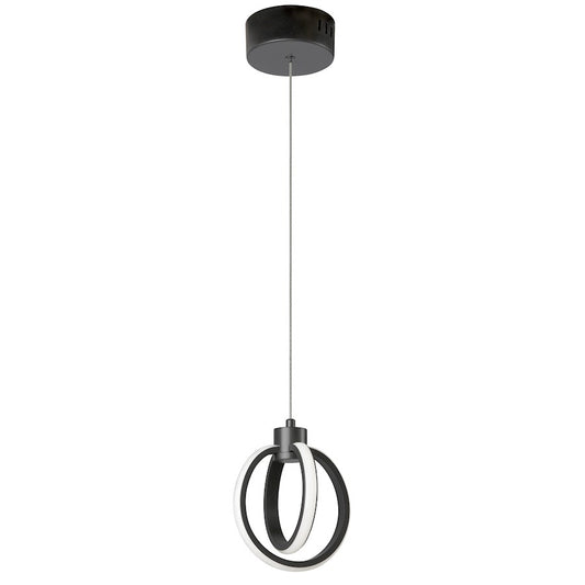 Dainolite Parson 6in 1-Light LED Pendant | Contemporary Matte Black and White Silicone | Kitchen Island & Dining Room | Model 9228-614LEDP-MB