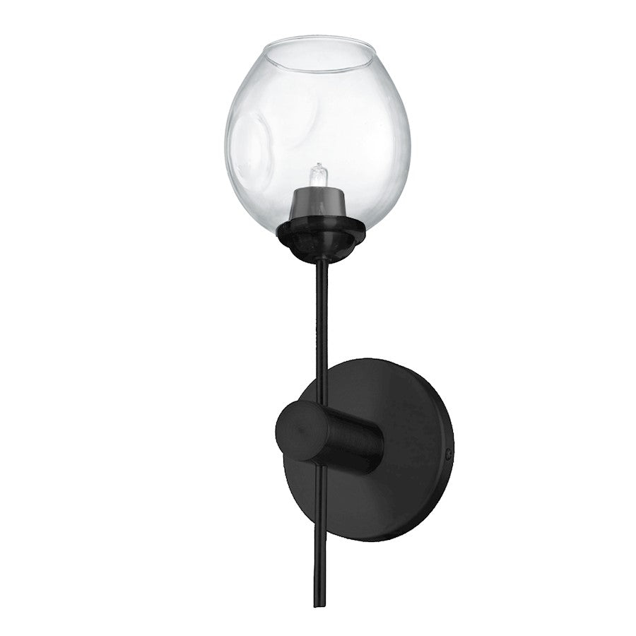 Dainolite Abii 5in 1-Light Vanity Light | Transitional Matte Black and Clear Glass | Bathroom Vanity | 5 x 5 x 15 in | Model ABI-141W-MB-CLR