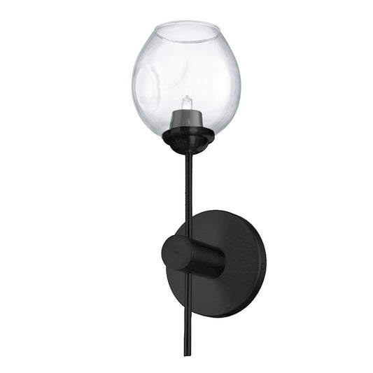 Dainolite Abii 5in 1-Light Vanity Light | Transitional Matte Black and Clear Glass | Bathroom Vanity | 5 x 5 x 15 in | Model ABI-141W-MB-CLR