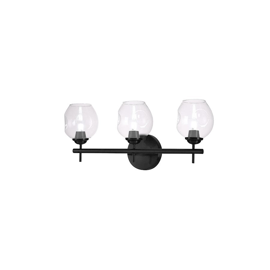 Dainolite Abii 21in 3-Light Vanity Light | Transitional Matte Black and Clear Glass | Bathroom Vanity | 21 x 6 x 9 in | Model ABI-203W-MB-CLR